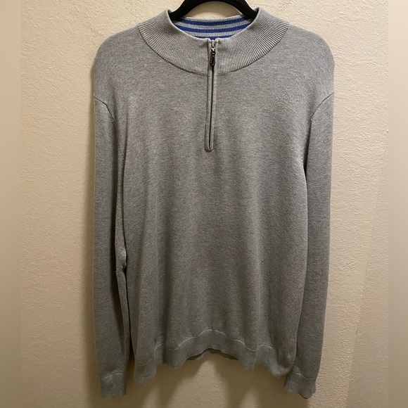 J. McLaughlin Grey Men's Quarter Zip Knit Sweater Size L - Picture 1 of 9
